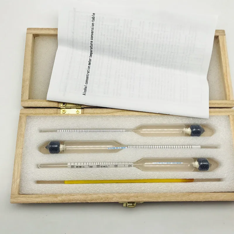 0-100% Alcoholometers Tester Professional Wine Concentration Breathalyzer Measurement Meter + Thermometer Use For Liquor 4Pc/Set