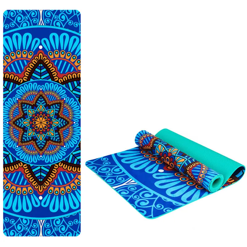 1830*610*5mm Suede TPE Yoga Mat Printing New Style Non-Slip Carpet Mat For Senior Environment Slimming Exercise Fitness Yoga Mat