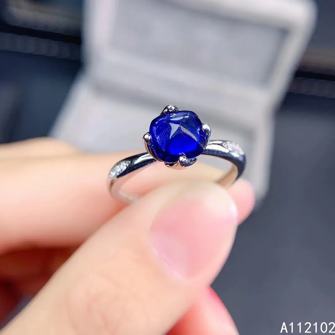 

KJJEAXCMY fine jewelry S925 sterling silver inlaid natural sapphire new girl popular ring support test Chinese style with box