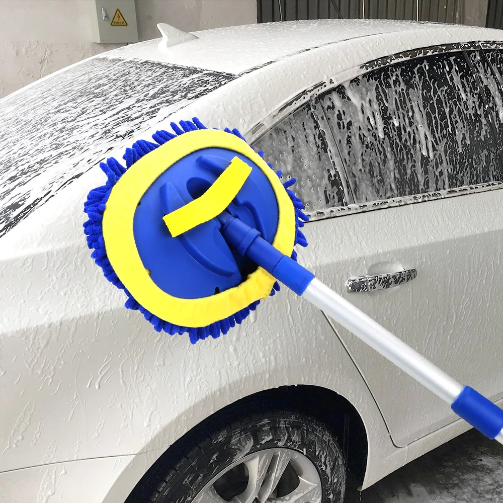 Auto wasch bürste Reinigungs werkzeuge Mopp Teleskop Waschmaschine langer Griff Chenille Besen Windschutz scheibe Dach Glas Clean Kit Autozubehör