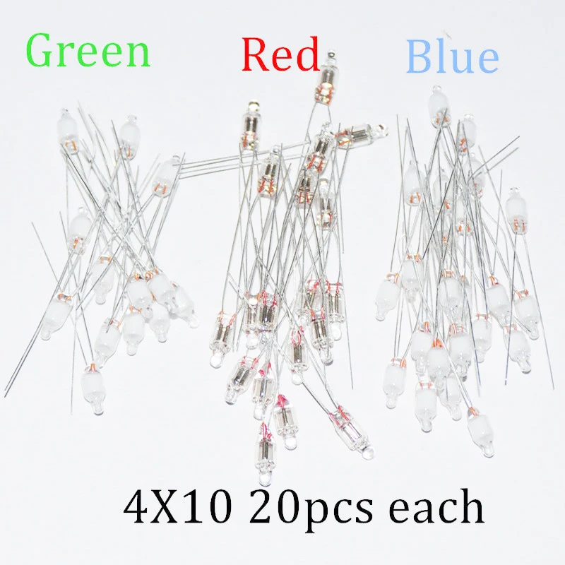 60pcs 4mm red green blue neon light indicator 4X10mm neon light