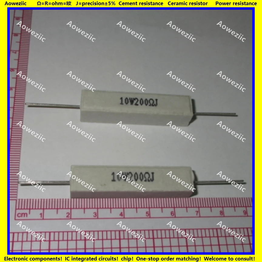 

10Pcs RX27 Horizontal cement resistor 10W 200 ohm 200 RJ 10W200RJ 10W200ohm Ceramic Resistance precision 5% Power resistance