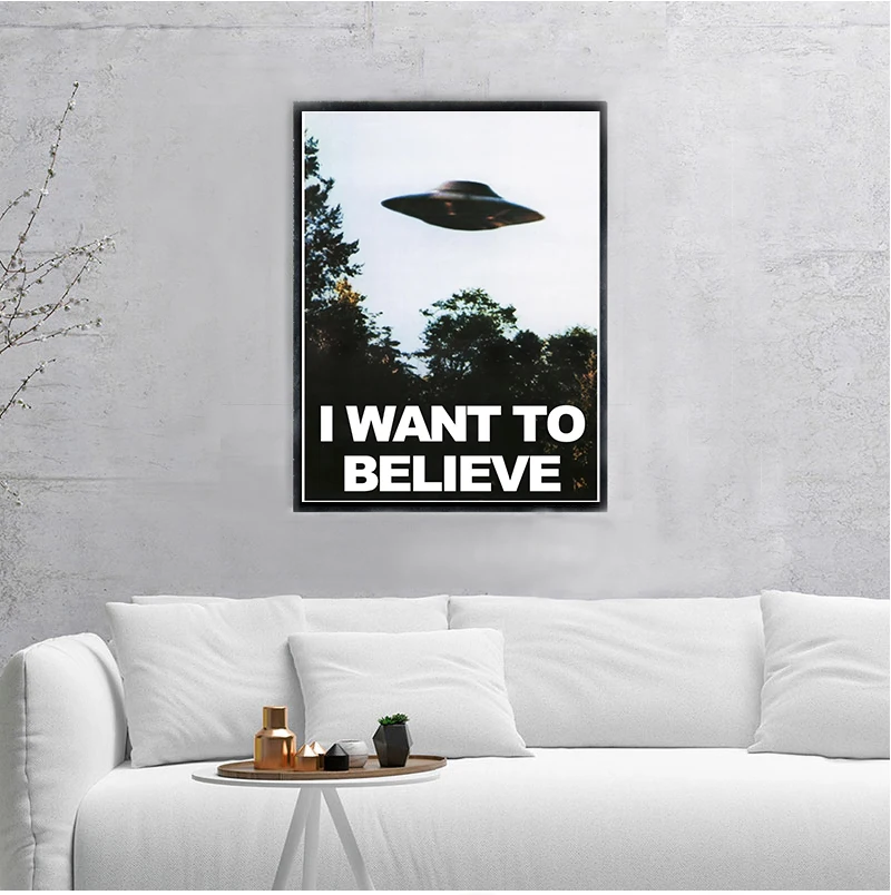 Chcę wierzyć-X pliki sztuki jedwabiu lub płótna UFO serial telewizyjny wydruk płótna malowidło dekoracyjne Home Decor