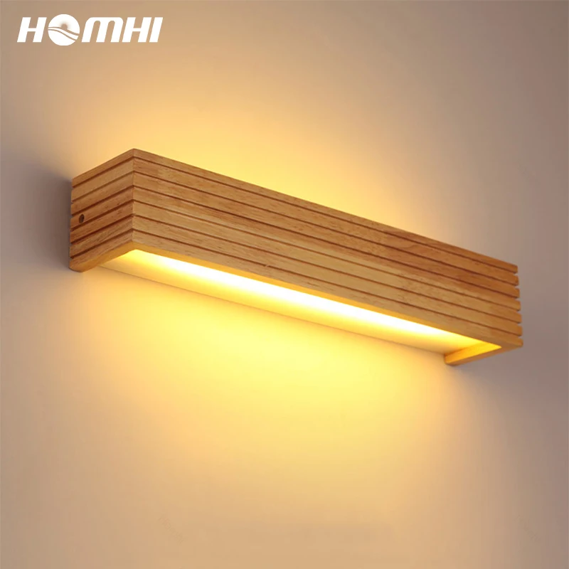 

Homhi, длинный деревянный горизонтальный настенный светильник в японском стиле, Деревянный светильник, внутреннее освещение, прикроватный светильник, украшение гостиной