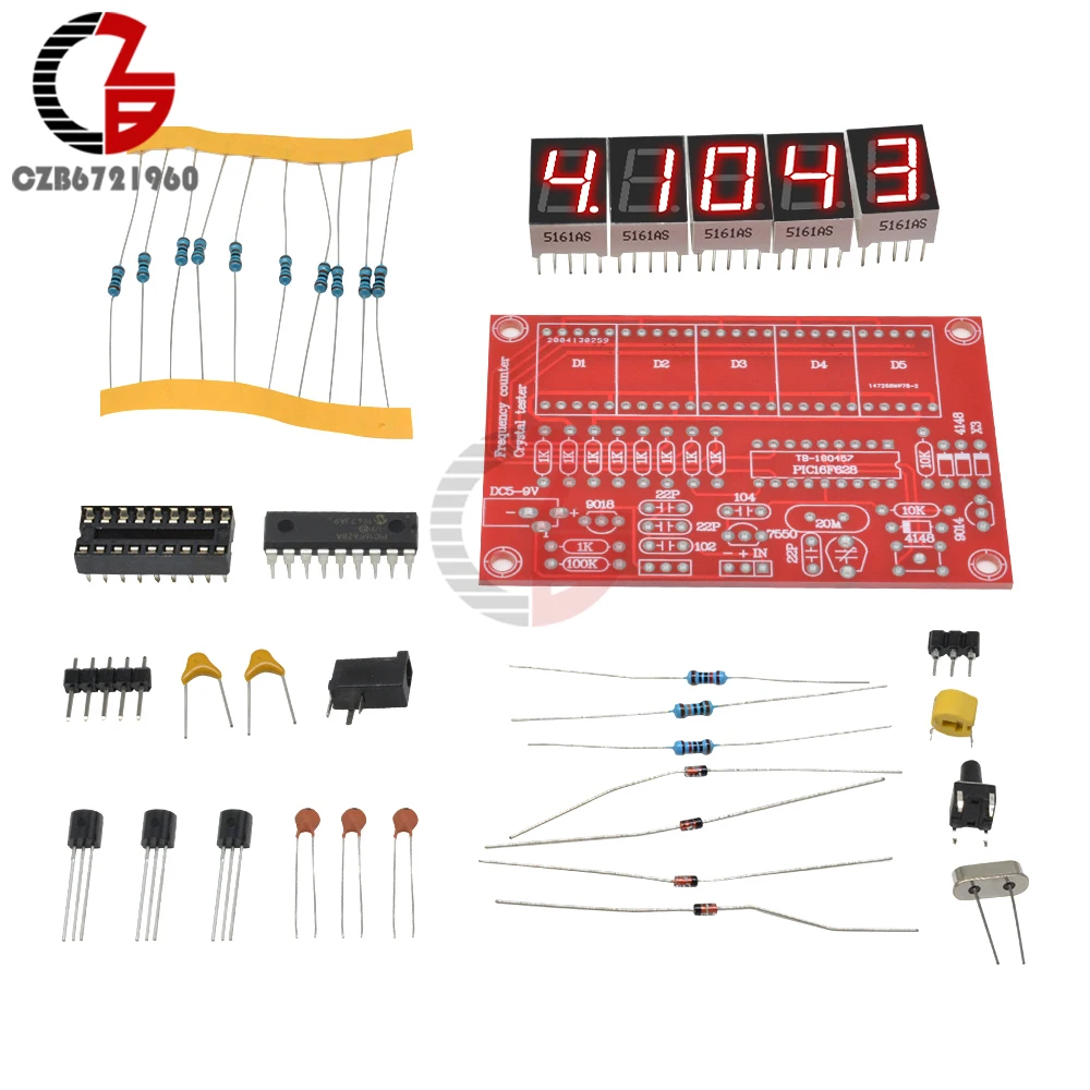 DIY Kits RF Crystal Oscillator Frequency Counter Meter 1Hz-50MHz Programmable Digital LED Crystal Tester Meter 5V Power Supply