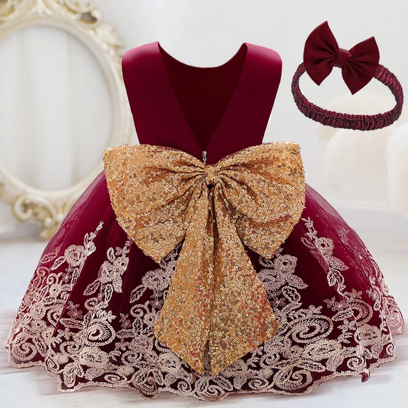 Pageant Ceremony Child Baptism 2 1 Year Birthday Dress For Baby Girl Clothing Princess Dresses Child Party Dress Christmas