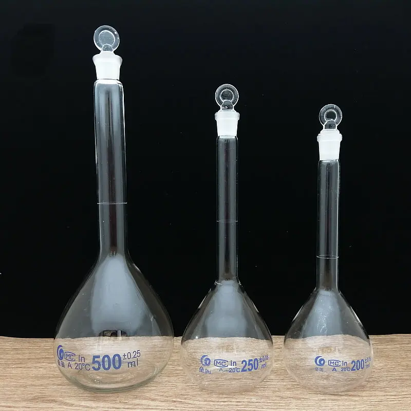 1ml to 500ml Clear Glass Volumetric Flask with Grinding mouth plug Teaching instruments for chemistry experiments