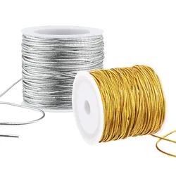 20Meters/Roll Gold Silver Elastic Cord Round High Elastic Metallic Tinsel Cord Rope For Christmas DIY Packing Craft Clothing Tag