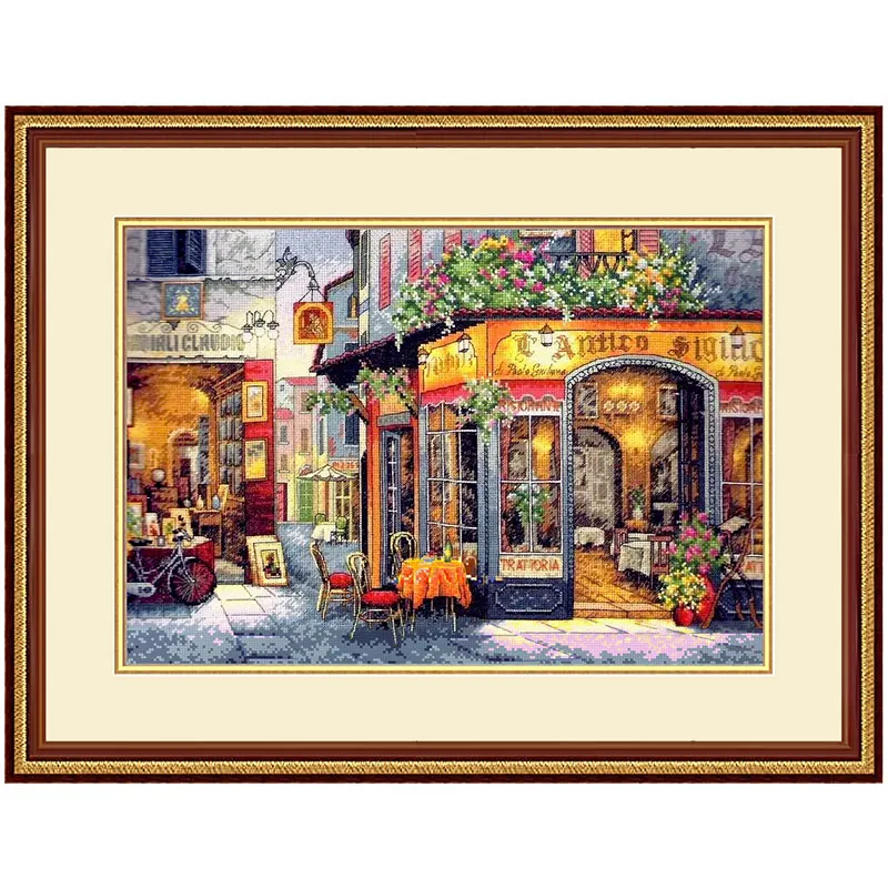 2020 New Fishxx Cross Stitch Kits T524 Scenery European Bistro Patterns 100% Egyptian Cotton Embroidery On Needlework