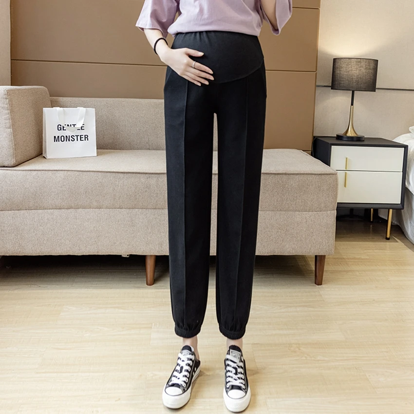 Pregnant women's casual nine-point pants spring and autumn fashion loose casual belly lift pants fashion