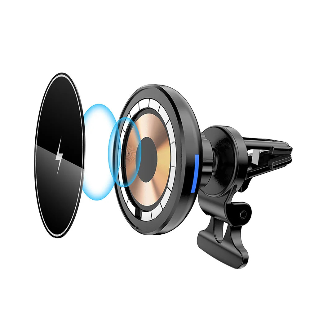 15W หนีบแม่เหล็กไร้สายสำหรับ iPhone 13 12 Pro Max Mini Air Vent ผู้ถือโทรศัพท์มือถือ Bracket fast Charging