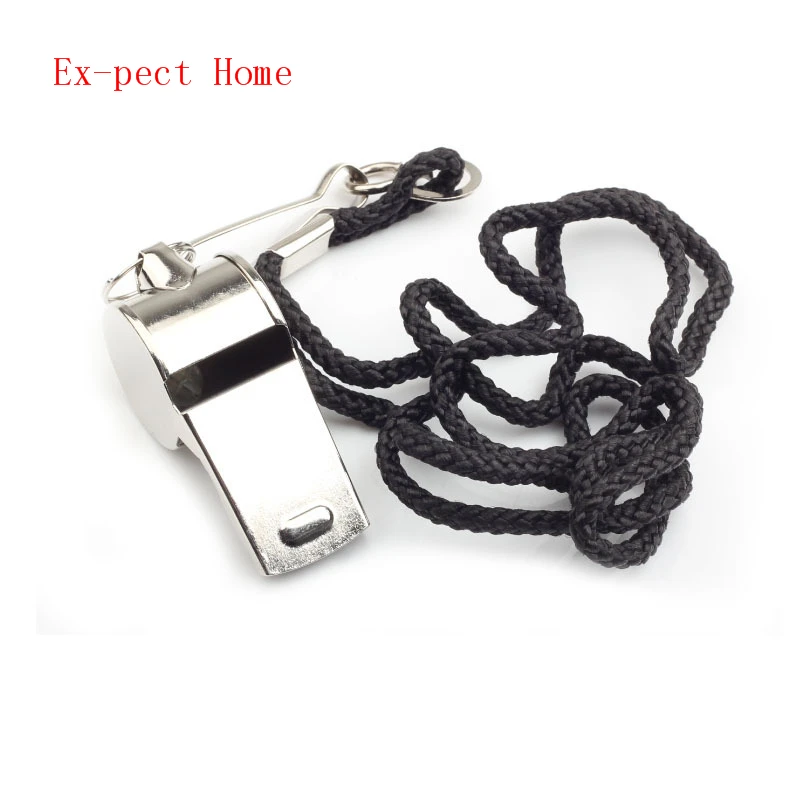 

200pcs Metal Referee Whistle with Black Lanyard for Training Emergency Survival Coaches Sport Party Soccer Football Use