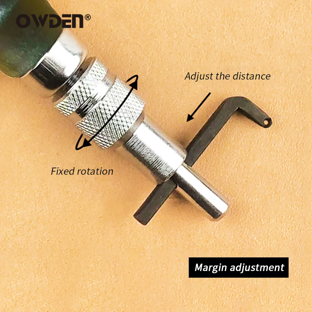 OWDEN Adjustable Leather Edge Grooving Tool 1.5mm Sharp Steel Tips Wood Handle Leather Groover