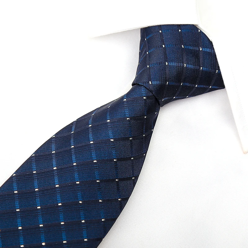 High Quality 2021 New Designers Brands Ties for MenFashion Business 7cm Slim Navy Blue Plaid Necktie Work Formal with Gift Box