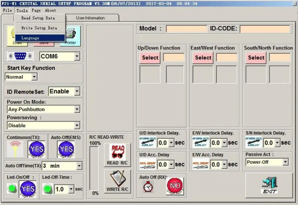 UTING Telecrane TELEcontrol Data Line Function Modification Software