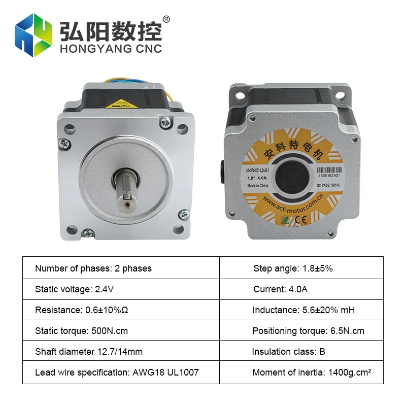 Imagem -03 - Nema 34 Stepper Motor 4a 4.5n. m Diâmetro do Eixo 12.7 14 mm Fio de Ligação para Cnc Gravura e Fresadora Impressora 3d
