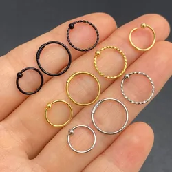 1pc 4Styles 6/8/10mm Fashion Horseshoe Fake Nose Ring Clip BCR Septum Lip Piercing Falso Nose Rings Hoop For Women Men