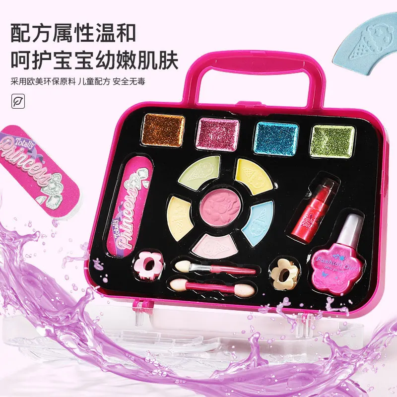 Girl Pretend Play Toy Set Beauty Makeup Cosmetic Bag Handbag Kids Party Toy Makeup Gift Set for 3 4 5 6 7 8 Years Old Girls