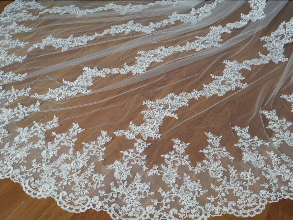 Neue weiße Elfenbein Spitze Schleier 105 "w x 120" (3m) Mantilla Kathedrale lange Hochzeits schleier Braut schleier Hochzeit Zubehör veu de noiva