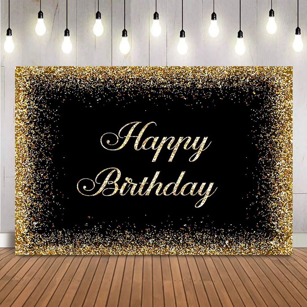 

Black Birthday Backdrop Gold Glitter Customize Personalize Adult Birthday Party Decoration Banner Graduations Celebrations Props