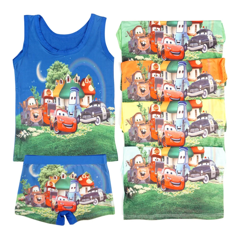 Disney Kids Clothes Summer Cartoon Boy Clothing Set Frozen Suit Toddler Boy Girls Vest Kids Pajama Random One Set