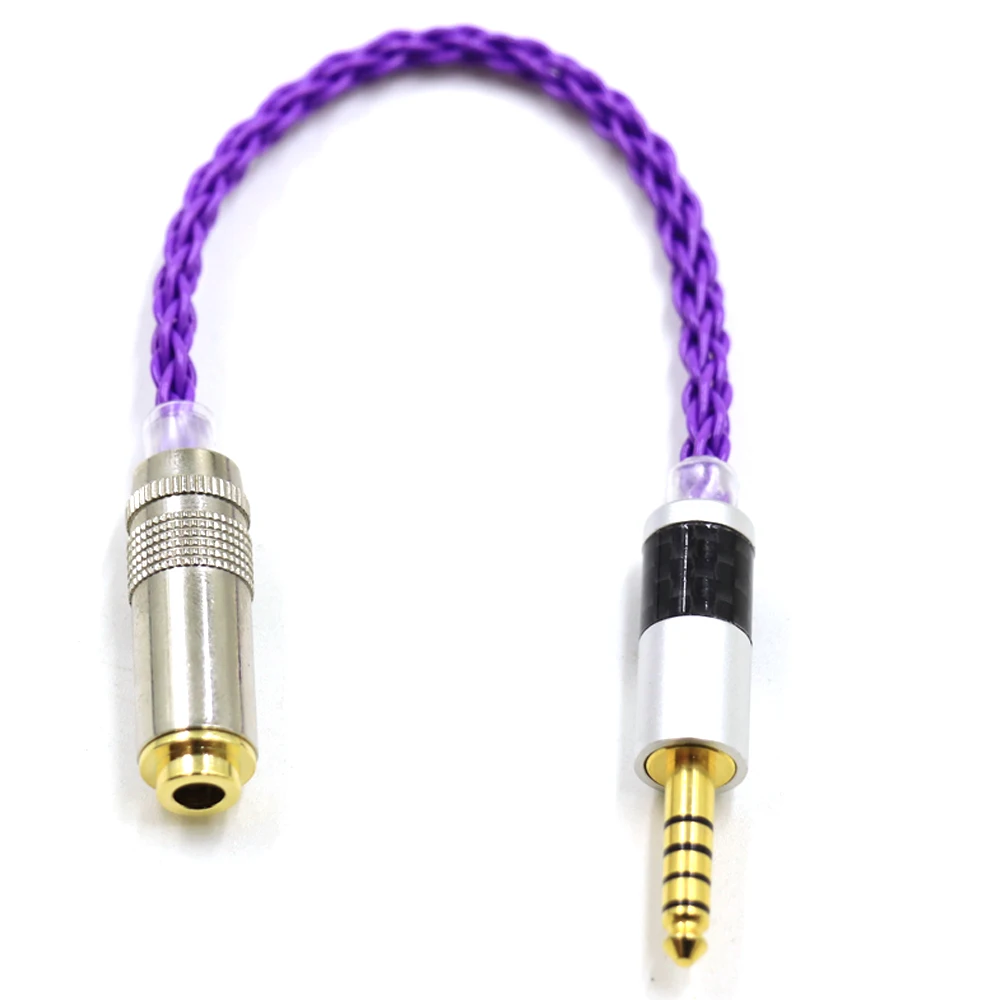 Cable de Audio morado Thouliess, Cable de 4,4 macho a 4,4 hembra, adaptador equilibrado hecho a mano para reproductor de música MP3 HIfi
