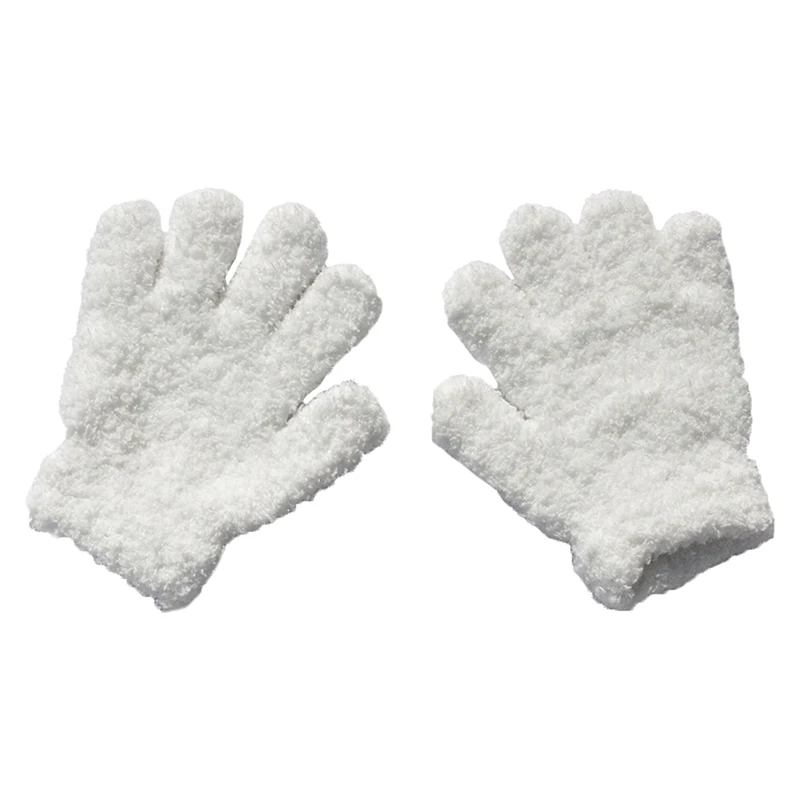 1 para koralowe polarowe dziecięce rękawiczki zimowe ciepłe dziecięce puchate rękawiczki maluch miękkie pełne mitenki dla dzieci chłopcy dziewczęta 3-6 lat