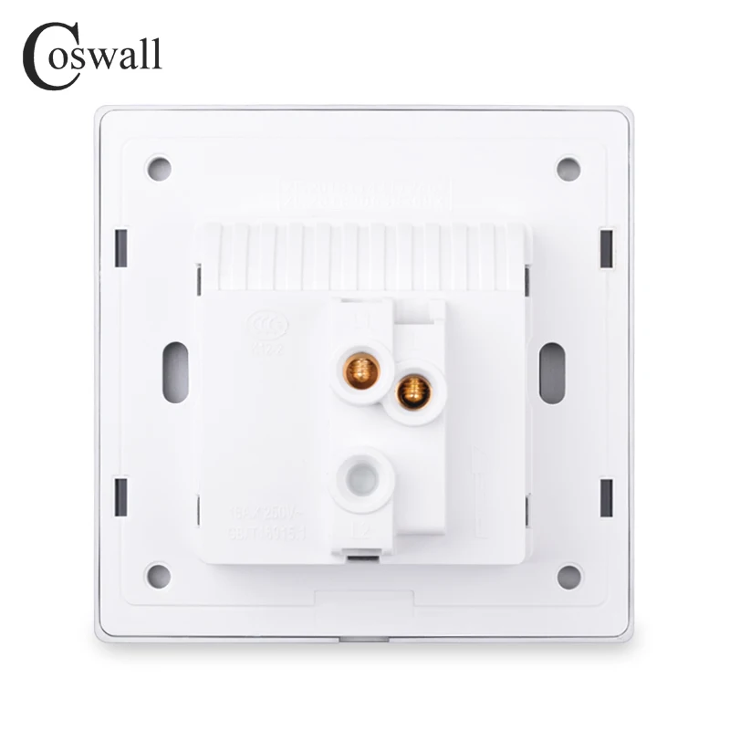 COSWALL 1/2/3/4 Gang 1/2 Way Toggle On / Off Wall Light Switch Blue Backlight Data CAT6 HDMI USB Charging Glass Panel White