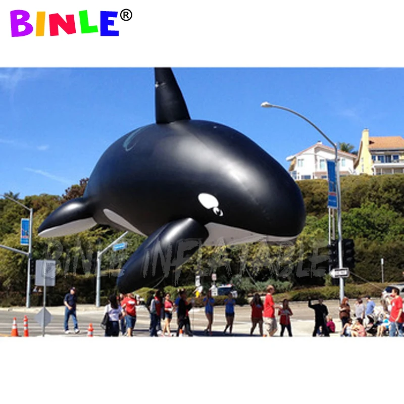 Imagem -02 - Modelo Inflável Preto e Branco Hermético Gigante da Baleia do Pvc Balão Flutuante Atrativo do Hélio da Parada para Eventos do Oceano