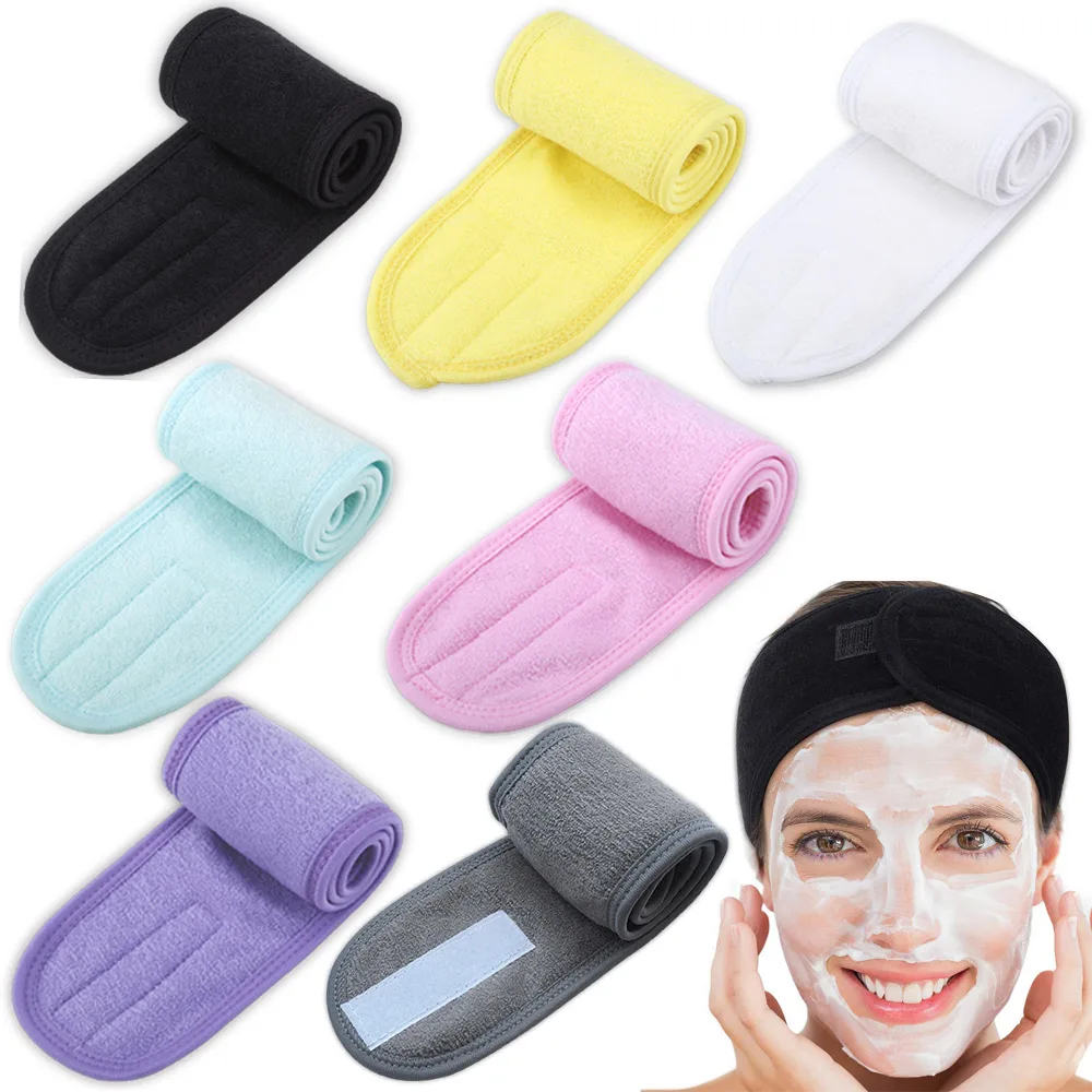 Eyelashes Extension Adjustable Hairband Spa Bath Shower Wrap Head Terry Cloth with Magic Tape Cosmetic Women Make Up Accessories