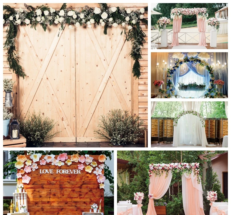 Laeacco flores de casamento coroa de parede de madeira para festa infantil retrato para bebê planos de fundo fotográficos estúdio de fotografia