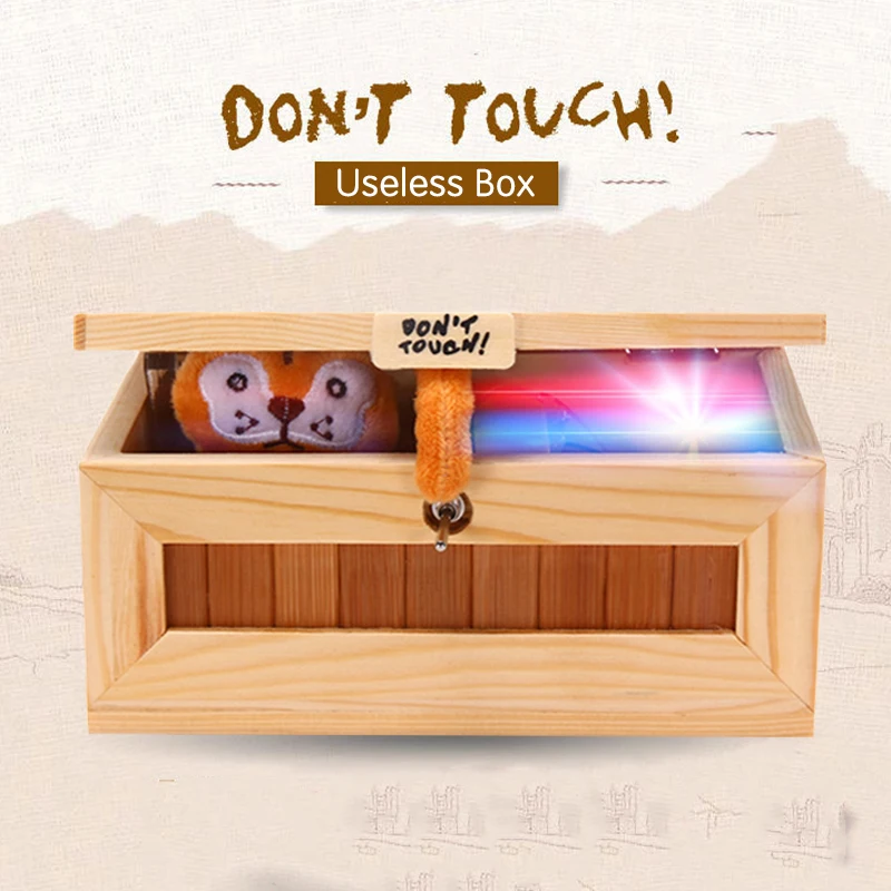 

Wooden Electronic Useless Box Stress-Reduction Funny Tiger Tricky Toys Interactive Toy Desk Decoration Antistress Toys Boy Gift