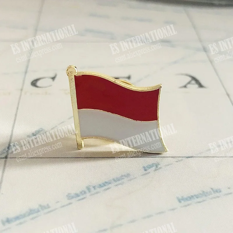 Monaco National Flag Lapel Pins Crystal Epoxy Metal Enamel Badge Paint Brooch Souvenir Suit  Personality  Commemorative  Gifts