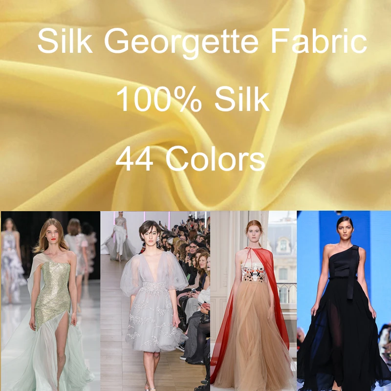 

Pure Silk Fabric GGT Georgette 8-12M/M 114CM 100% 44 Colors Dyed Undyed for Women Men Shirt Pajama