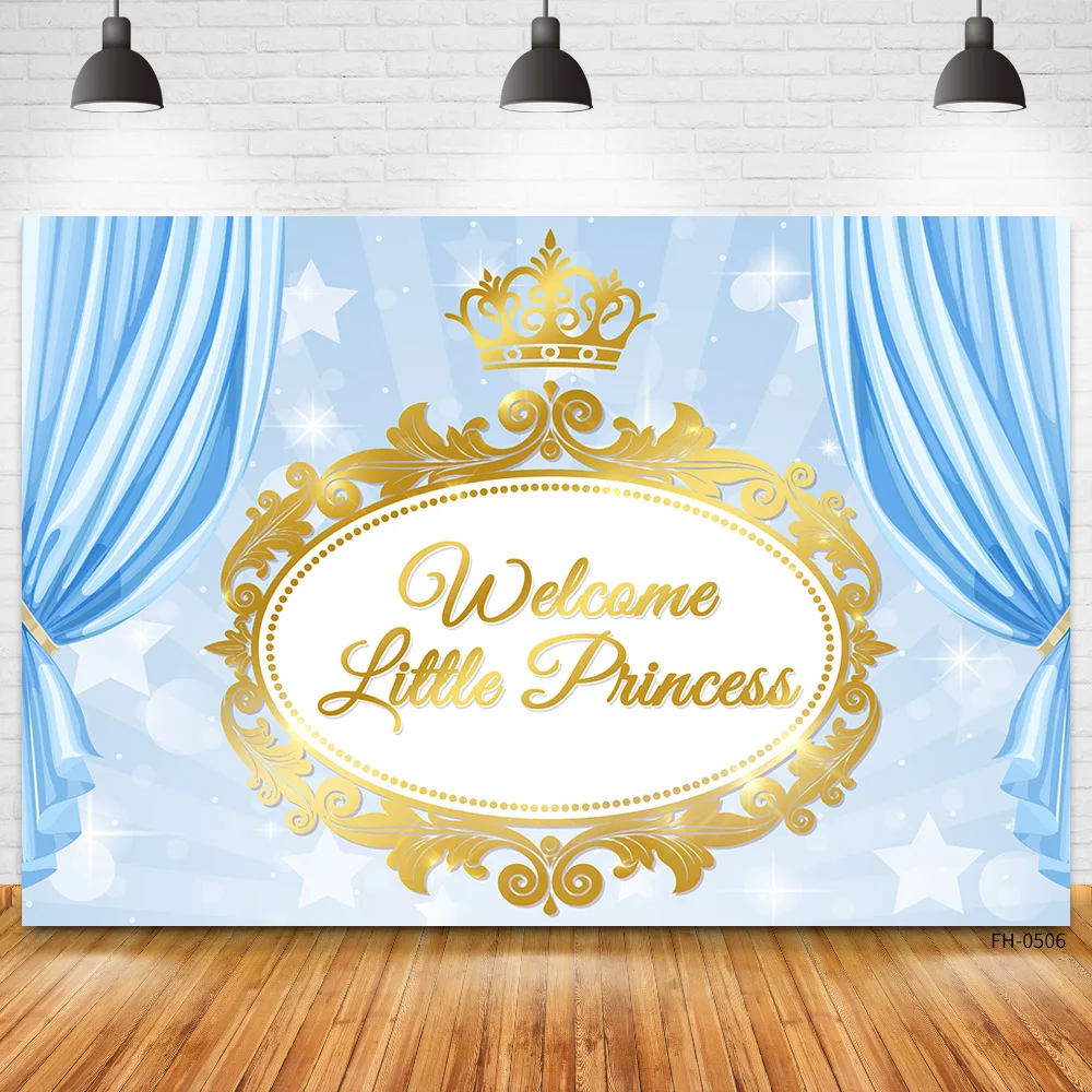 Custom Name Blue Curtain Backdrops For Birthday Party Photography Photo Studio Background For Newborn Baby Shower Girl Photocall