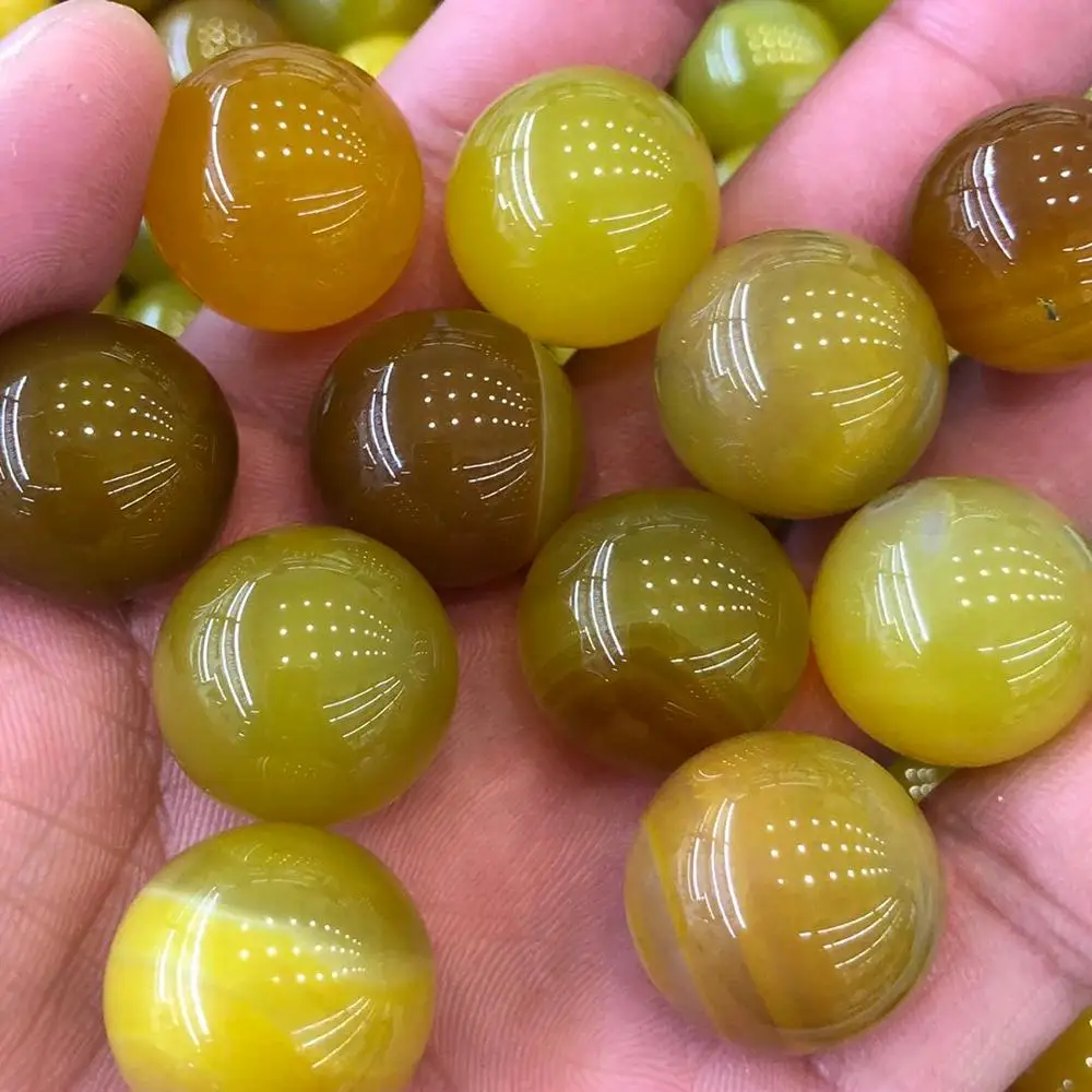 High quality natural agate crystal ball electroplated yellow therapeutic porcelain