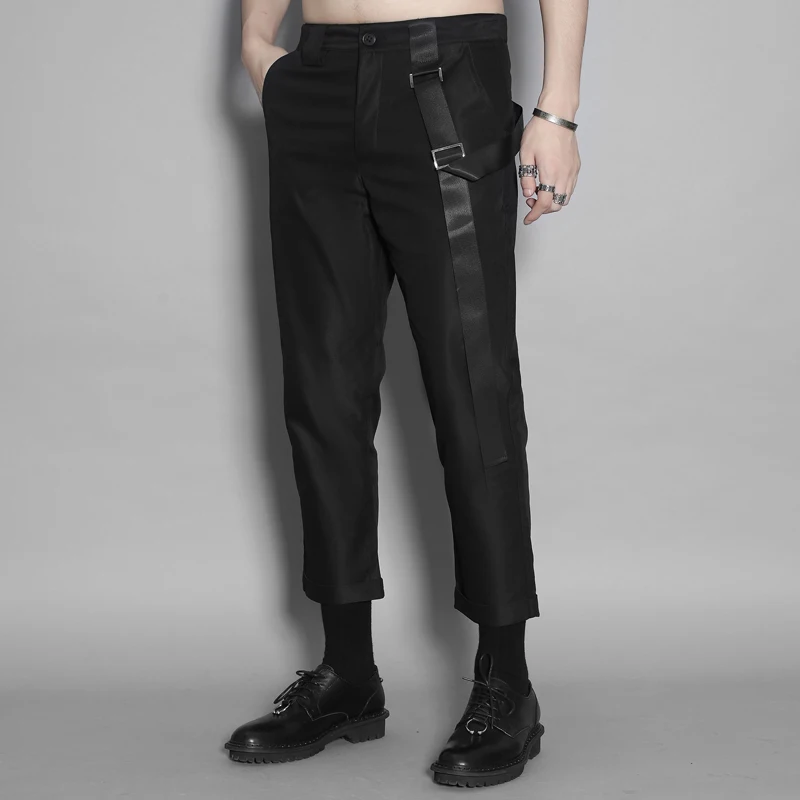 Autumn dark department of fashion casual trousers men business ribbon stitching slim straight trousers men trend