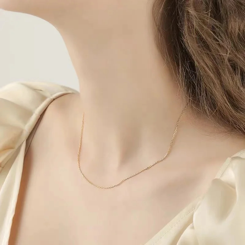 MIQIAO 925 Sterling Silver Thin O Chain Long 40 45 50 55 60 CM Wide 0.9 1.1 1.2 MM Rose Gold Platinum Color Necklace Accessories