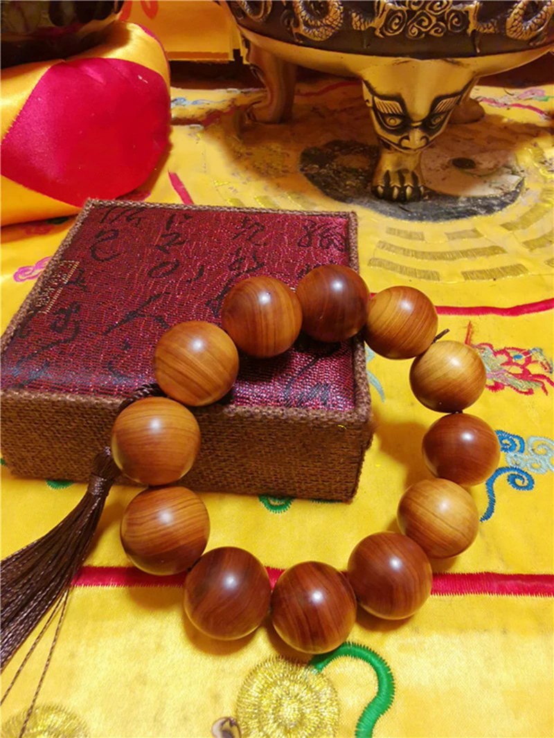 Taihang mountain cliff cypress, preburning water ripple, plain Buddhist beads 20mm bracelet, Taoist Buddhist supplies