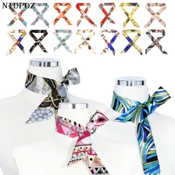 Women Fashion Emulation Silk Leopard Print Small Bag Handle Scarf Headband Hair Decoration Tie Ribbon Long Head Scarf