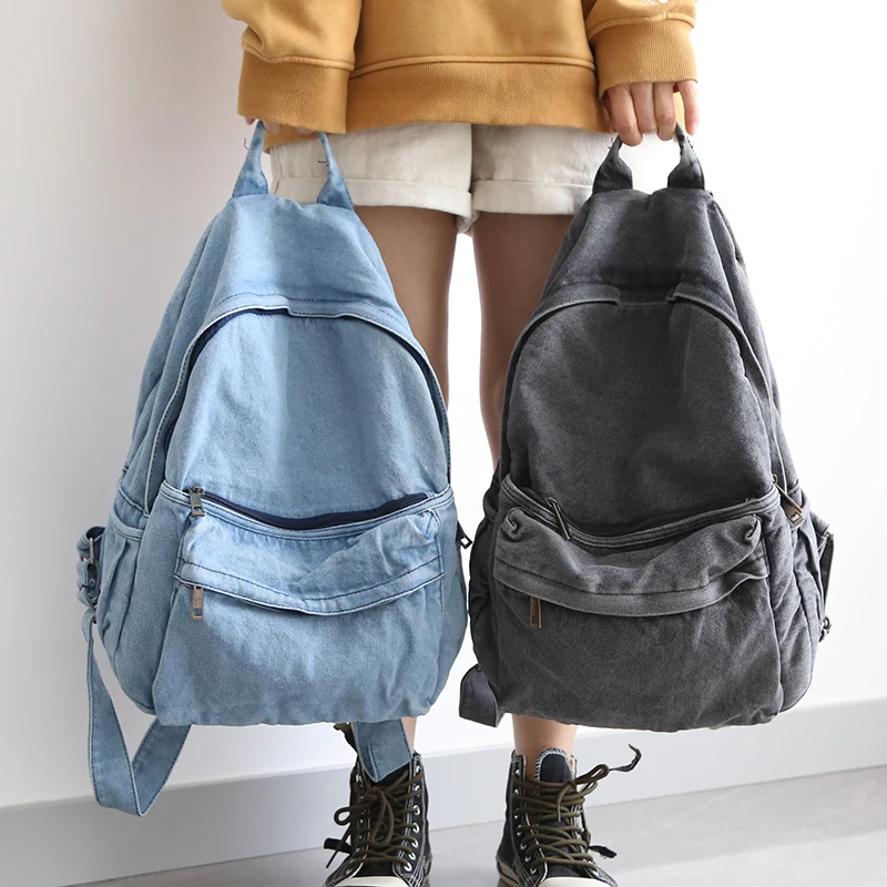 Mochila Retro desgastada de lona gris para niño y niña, bonita mochila de viaje para libros universitarios, genial para ordenador portátil, mochila