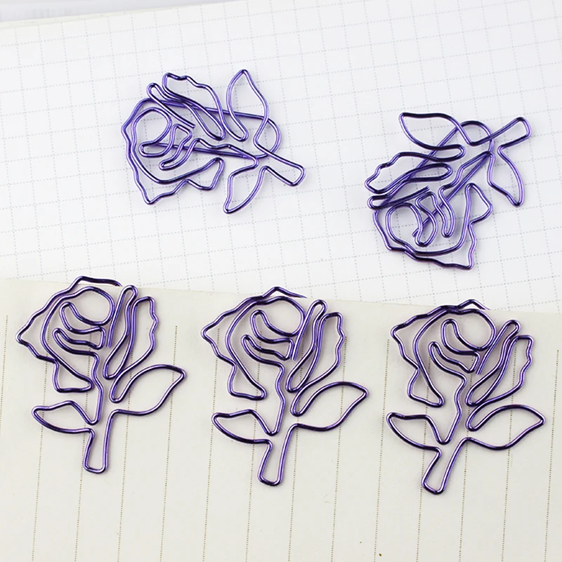 Imagem -05 - Clipes de Papel para Plantas Pino Grande Flor Rosa Roxa Lavanda Planner Clip Clipe Bonito Paperclips Metal Clips Lot