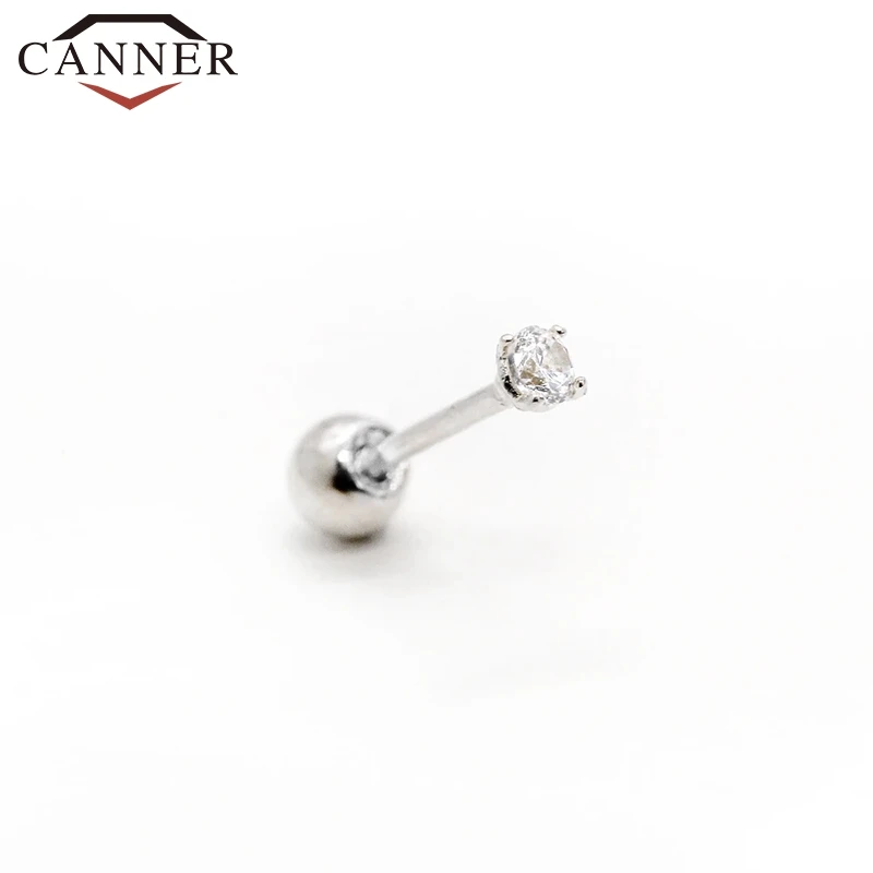 CANNER 925 sterling silver Crystal Zircon Lightning Stud Earrings Piercing Earings for Women Fine Jewelry pendientes kolczyki