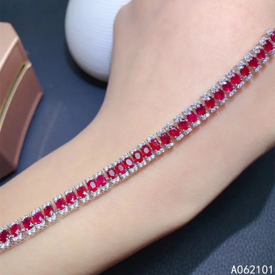 KJJEAXCMY fine jewelry S925 sterling silver inlaid natural ruby Girl noble hand Bracelet Support test Chinese style with box