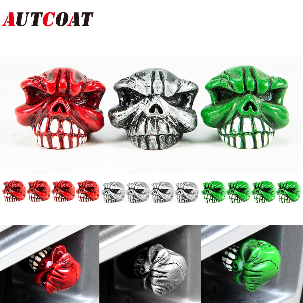 

AUTCOAT 4Pcs/Set Tire Valve Stem Cover Caps Car Wheel Air Pressure Valve Dust Cap for Automotive Motorcycles Bicycles