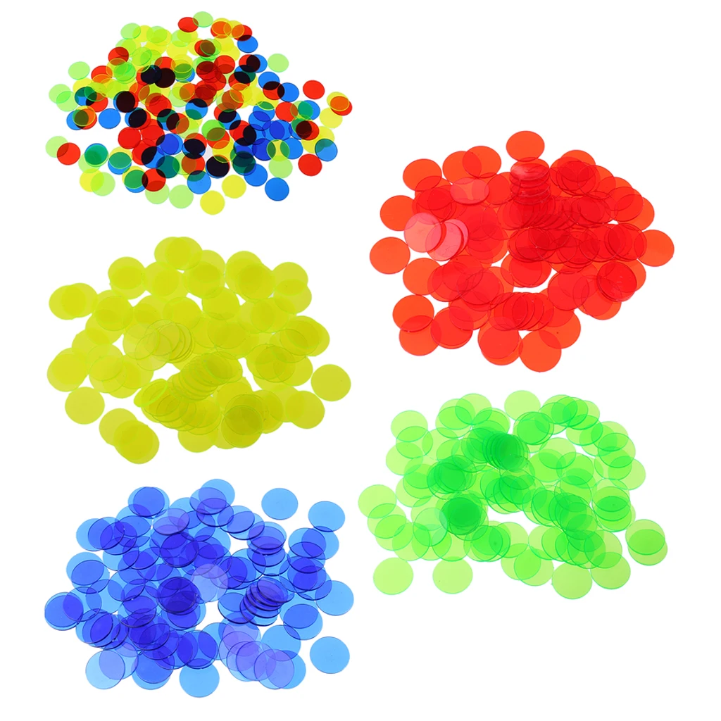 

100pcs Bingo Game Accessories Chips Transparent Color Counter Plastic Markers