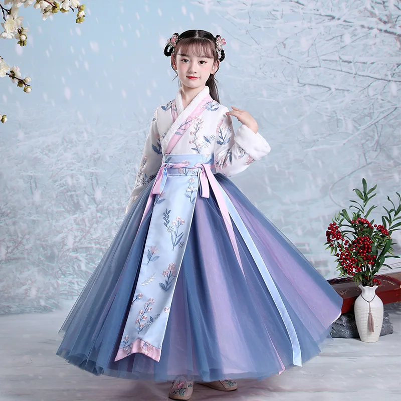 

Autumn Winter New Girls Ancient Hanfu Fairy Sweet Lovely Chinese Style Princess Dress Party Evening Performance Vestido Costume