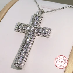 925 Silver Luxury Cross Necklace Women Men Women Zircon AAA Pendants Wedding Accessories Men's Jewelry Necklaces