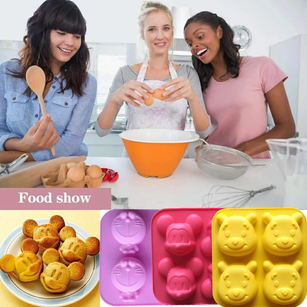 Silicone Cake Molds with Mickey ShapeChocolate Cake TraysFondant Moulds Jelly Cupcake Brownie MoldsKitchen Baking Decoration