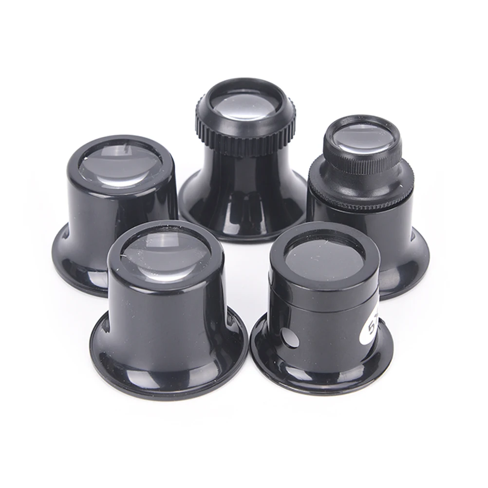 Portable 5X 10X 15X 20X Glass Loupe Lens Jeweler Watch Magnifier Tool Monocular Magnifying Eye Magnifier Len Repair Kit Tool